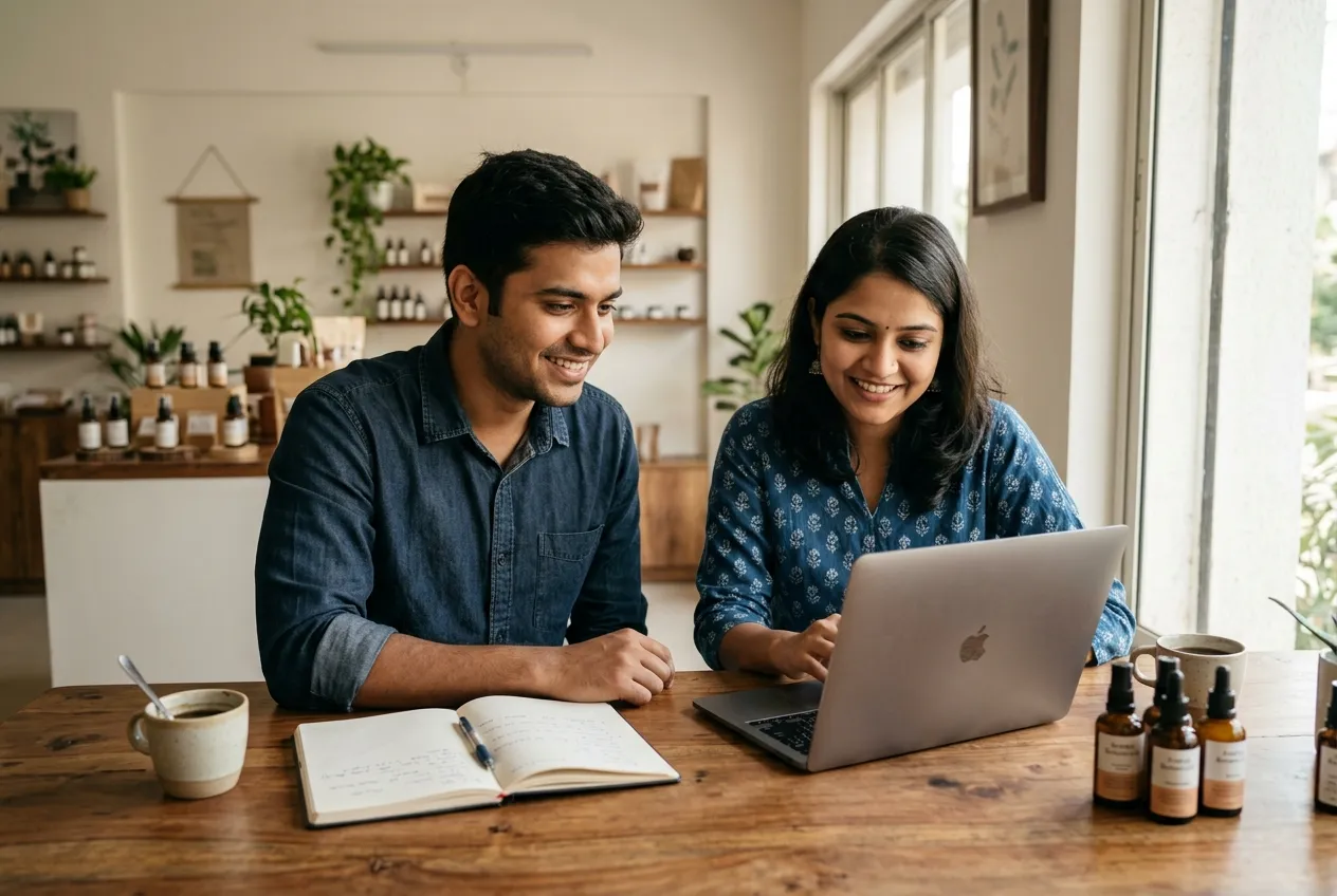 Small business owners in India planning their website and digital marketing strategy