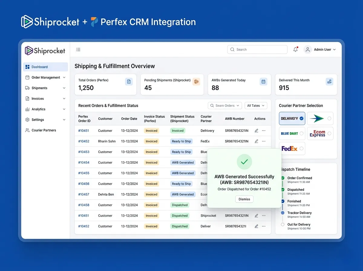Shiprocket Perfex CRM Integration
